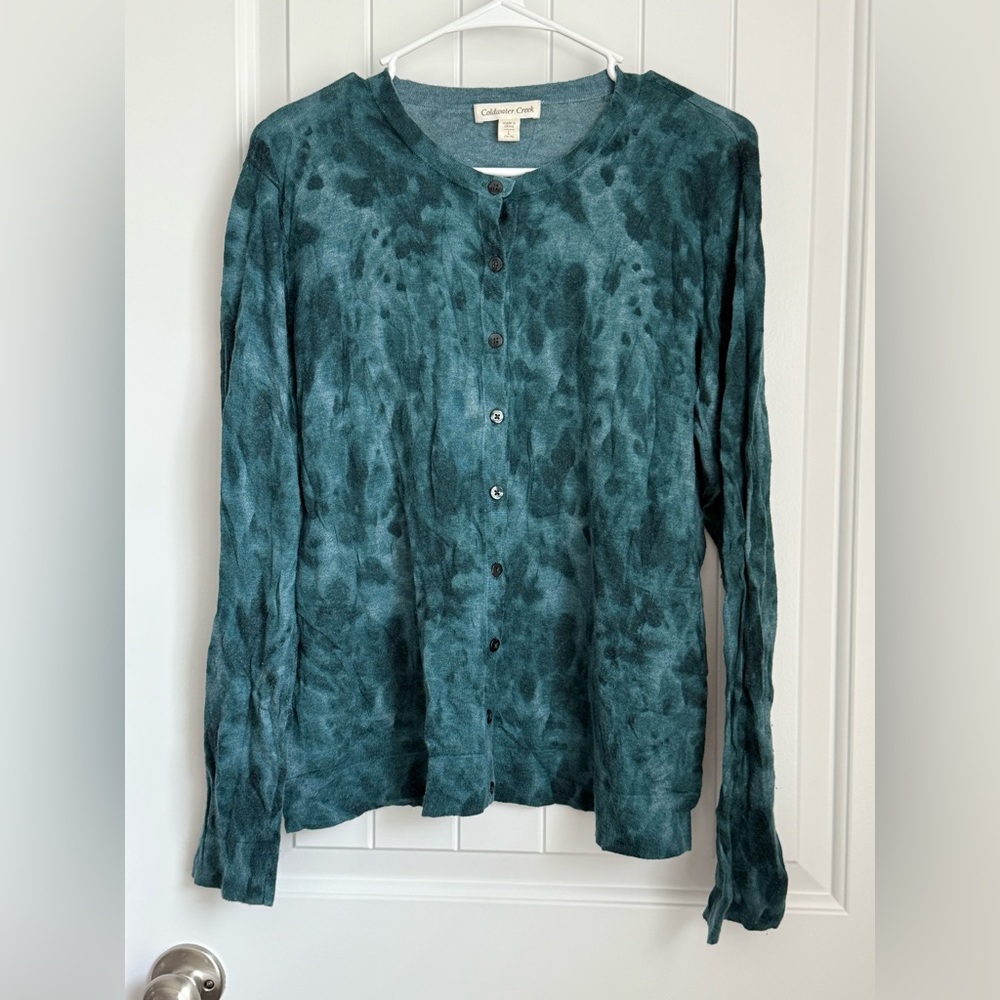 Coldwater Creek Teal Button-Up Blouse